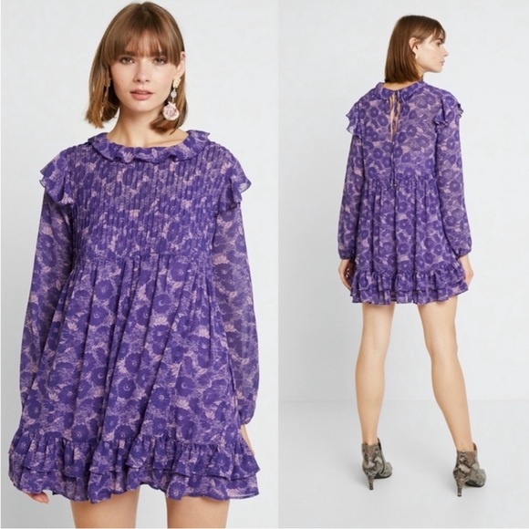Free People These Dreams Mini Violet Dress Size Large - Picture 3 of 16